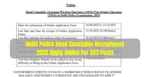 Delhi Police Head Constable Online Form 2025