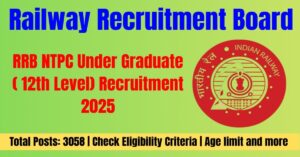 RRB NTPC Undergraduate Level Recruitment 2025 Apply Online