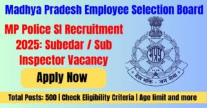 MP Police SI Recruitment 2025 Apply Online