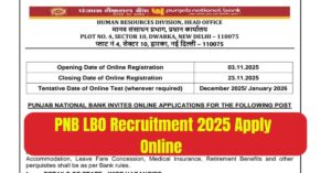 PNB LBO Recruitment 2025 Apply Online 